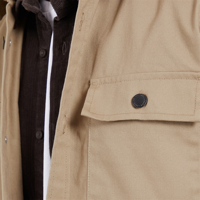 THREADBARE Mens Church Long Sleeve Shacket Stone