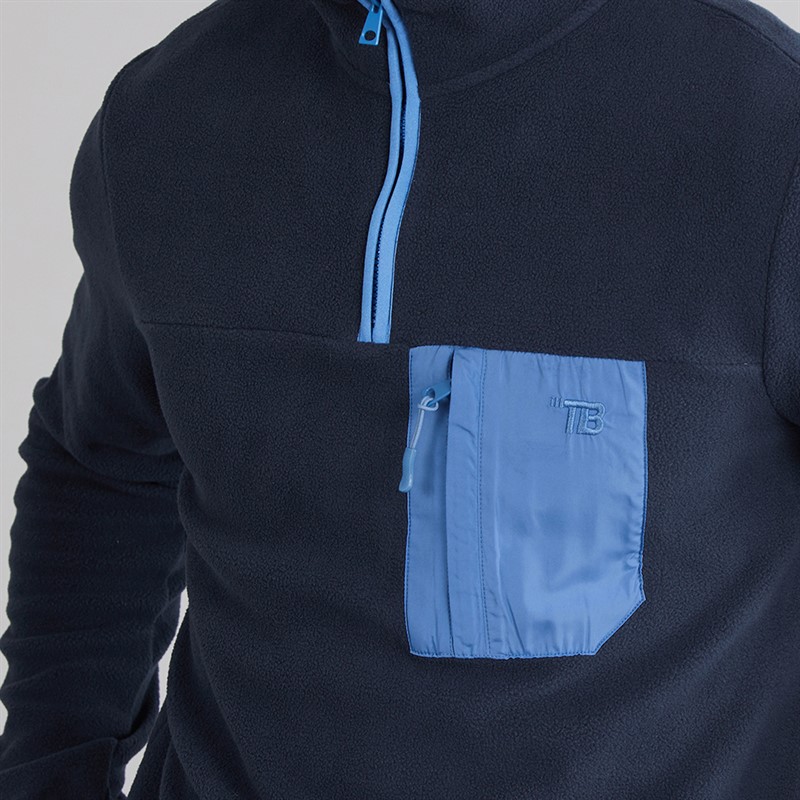 THREADBARE Mens Latrigg 1/4 Zip Fleece Navy