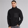 THREADBARE Mens Latrigg 1/4 Zip Fleece Black
