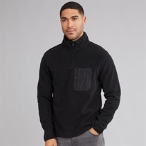 THREADBARE Mens Latrigg 1/4 Zip Fleece Black