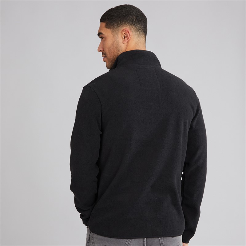 THREADBARE Mens Latrigg 1/4 Zip Fleece Black