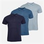 THREADBARE Mens Horwich Three Pack Polo Shirts Navy/Denim Blue/Sky Blue