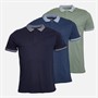 THREADBARE Mens Devonshire Three Pack Polo Shirts Sage/Navy/Denim