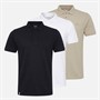 THREADBARE Mens Horwich Three Pack Polo Shirts Black/Stone/White