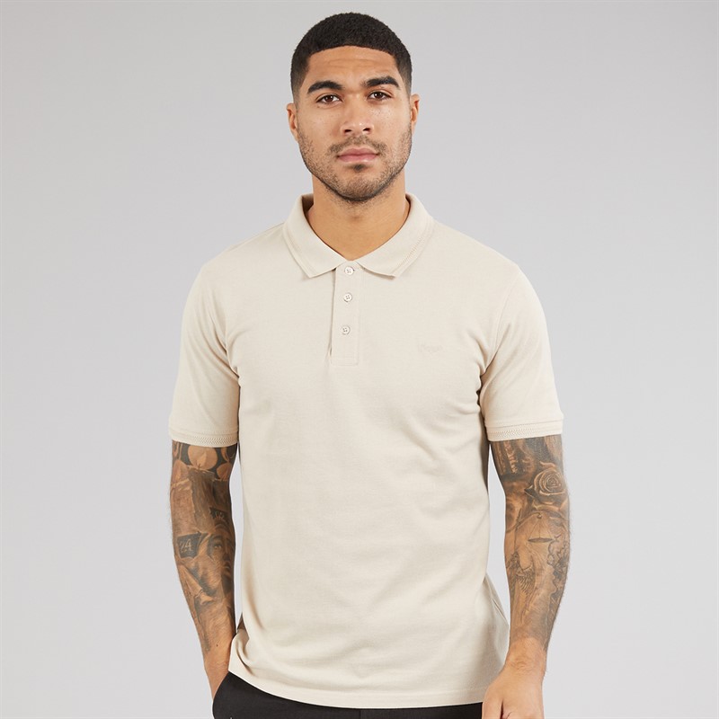 THREADBARE Mens Horwich Three Pack Polo Shirts Black/Stone/White