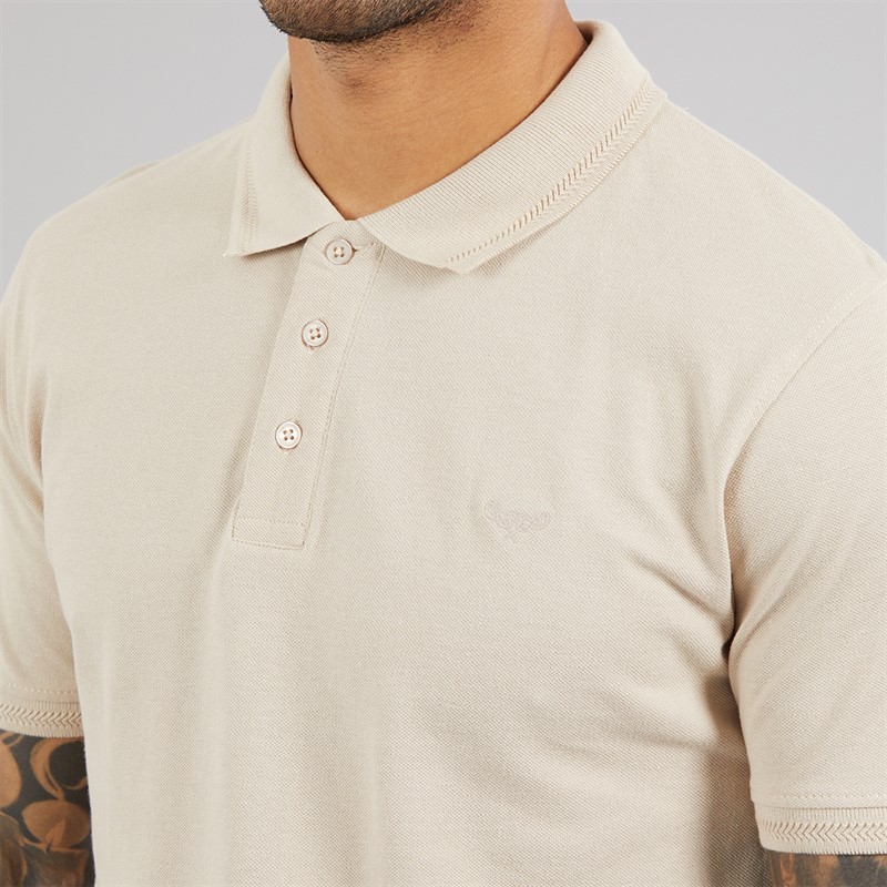 THREADBARE Mens Horwich Three Pack Polo Shirts Black/Stone/White