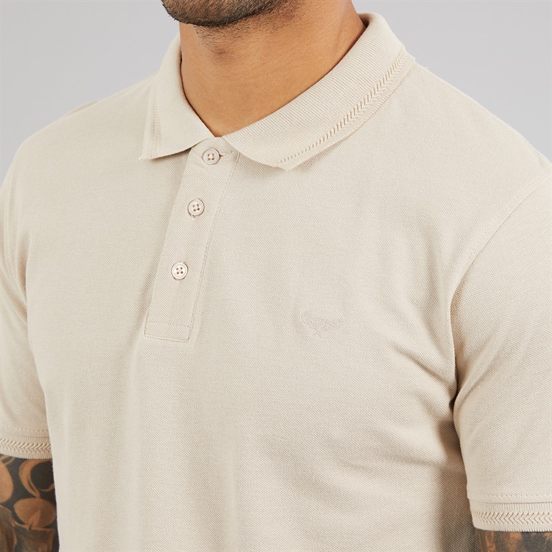 THREADBARE Mens Horwich Three Pack Polo Shirts Black/Stone/White