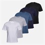 THREADBARE Mens Rylan Five Pack T-Shirts Navy/Denim/Grey Marl/White/Black