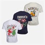 THREADBARE Mens Fernhill Three Pack Graphic T-Shirts Navy/White/Ecru