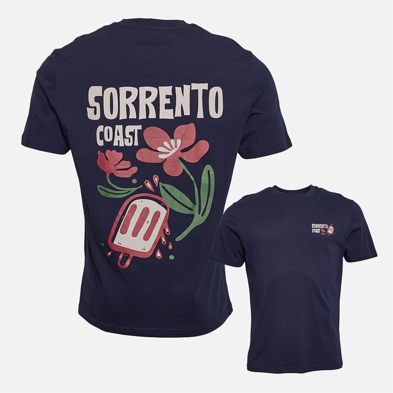 THREADBARE Mens Fernhill Three Pack Graphic T-Shirts Navy/White/Ecru