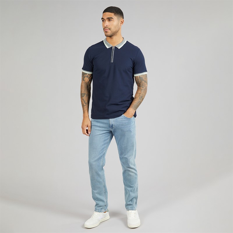 THREADBARE Mens Ember Polo Shirt Navy