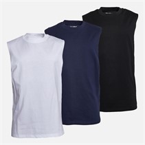 THREADBARE Mens Candor Three Pack Vests Black/Navy/White