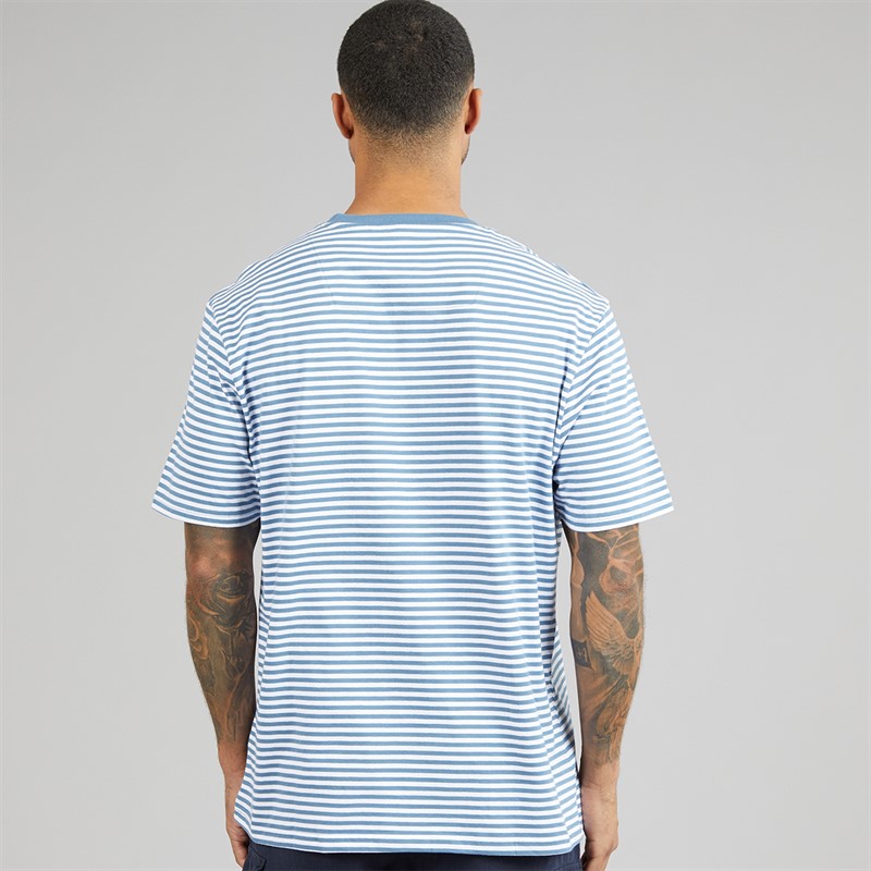 THREADBARE Mens Coast T-Shirt Denim Blue/White