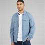 THREADBARE Mens Key Linen Shirt Jacket Denim