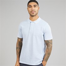 THREADBARE Mens Bron Polo Shirt Faded Denim