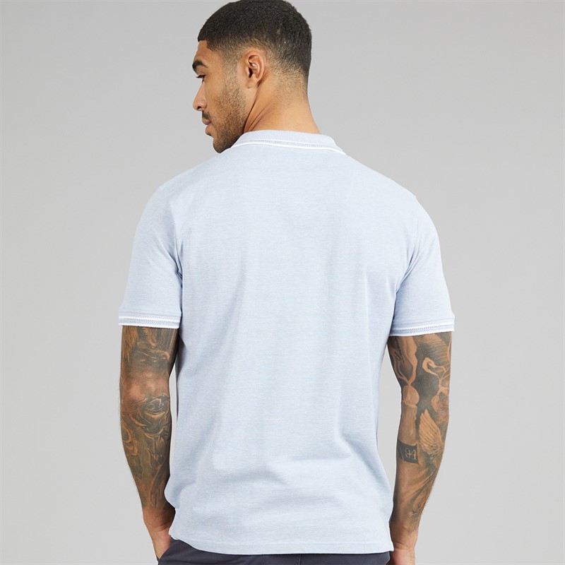 THREADBARE Mens Bron Polo Shirt Faded Denim