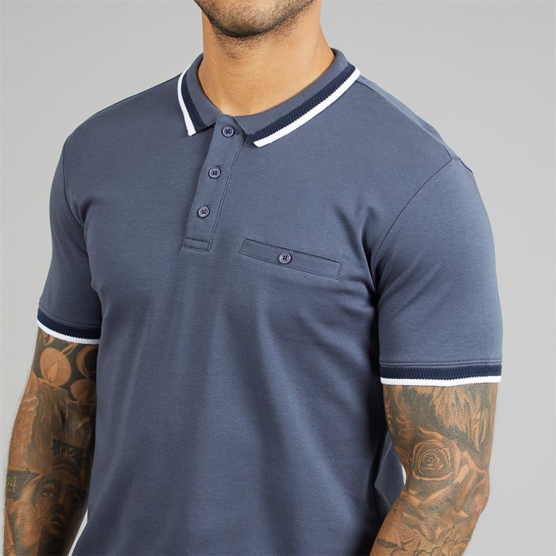 THREADBARE Mens Don Polo Shirt Blue