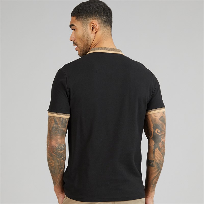 THREADBARE Mens Ember Polo Shirt Black