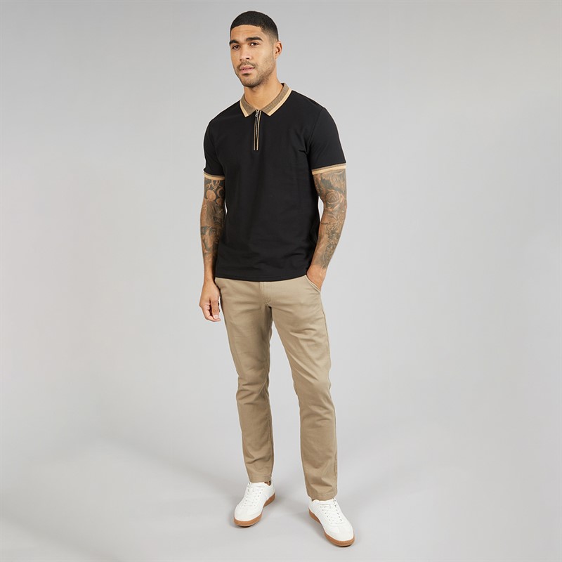 THREADBARE Mens Ember Polo Shirt Black
