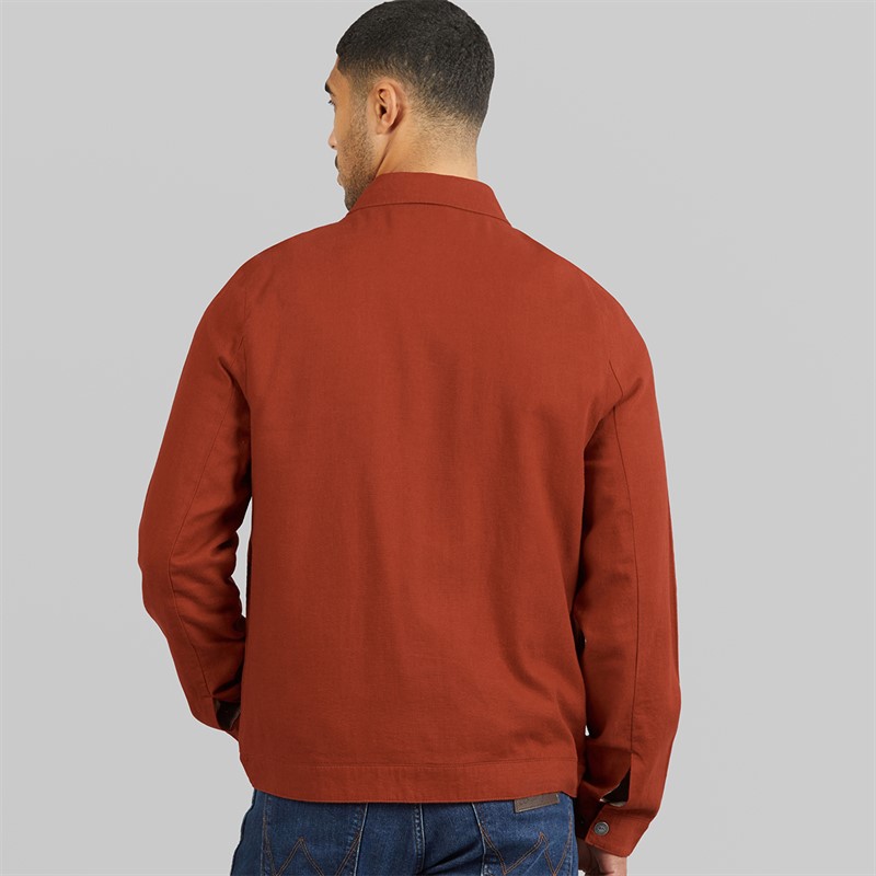 THREADBARE Mens Key Linen Shirt Jacket Rust