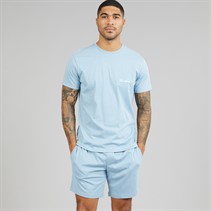 THREADBARE Mens Wells T-Shirt And Shorts Pyjama Set Cornflower Blue