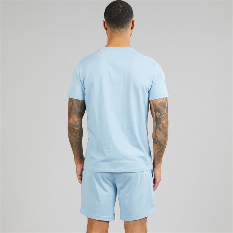 THREADBARE Mens Wells T-Shirt And Shorts Pyjama Set Cornflower Blue