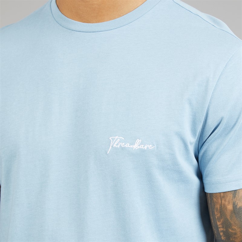 THREADBARE Mens Wells T-Shirt And Shorts Pyjama Set Cornflower Blue