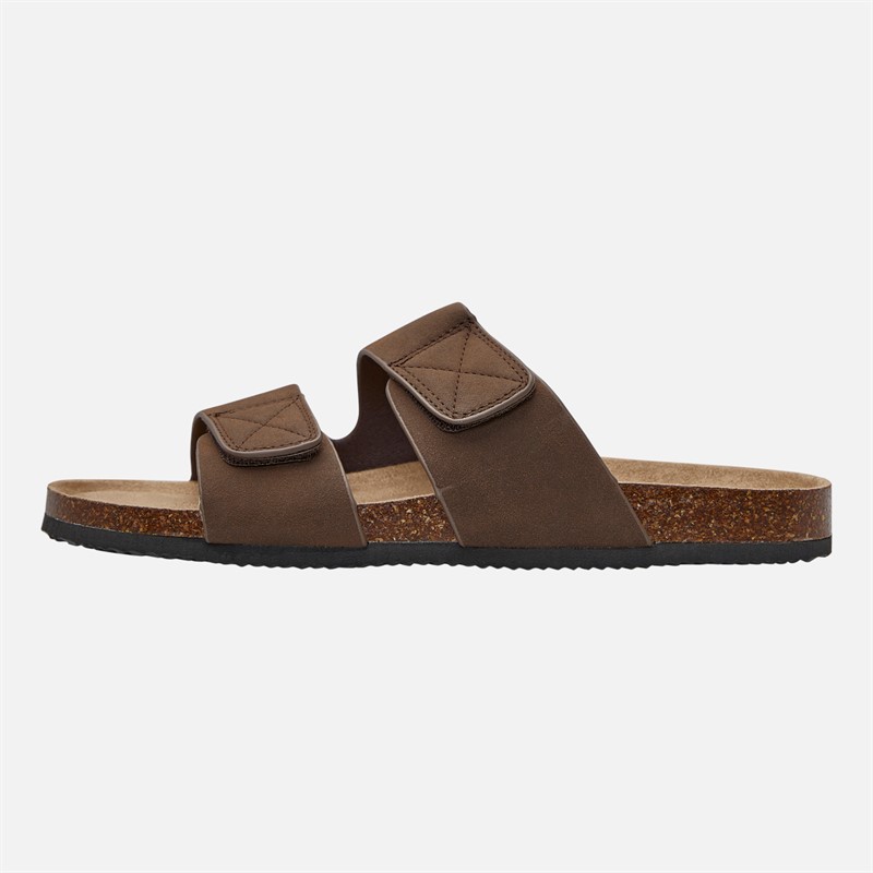 THREADBARE Mens Dual Strap Sandals Brown