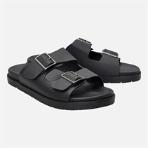THREADBARE Mens Gladstone Dual Strap Sandals Black
