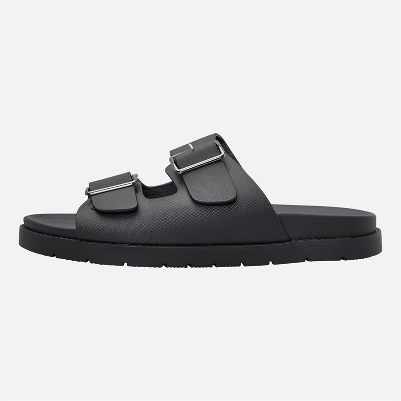 THREADBARE Mens Gladstone Dual Strap Sandals Black