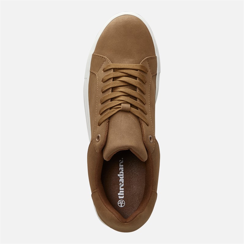 THREADBARE Mens Court Trainers Brown