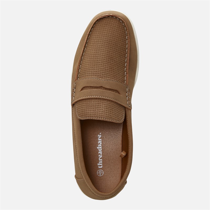 THREADBARE Mens Textured Loafers Brown