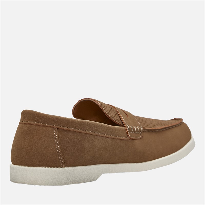 THREADBARE Mens Textured Loafers Brown