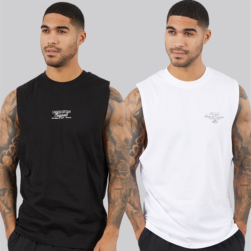 THREADBARE Mens Trace Two Pack Vests Multi