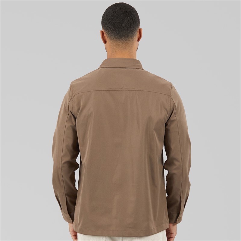 THREADBARE Mens Port Long Sleeve Shacket Cigar