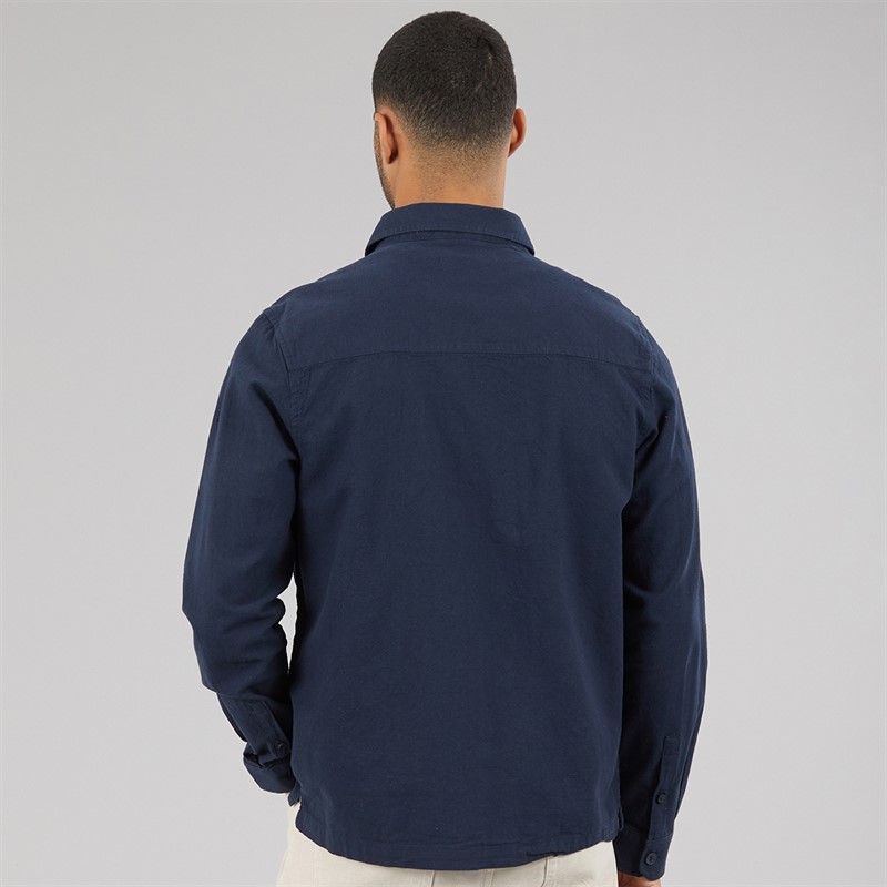THREADBARE Mens Mini Long Sleeve Shacket Navy