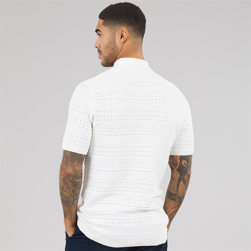 THREADBARE Mens Crown Knitted Shirt Ecru