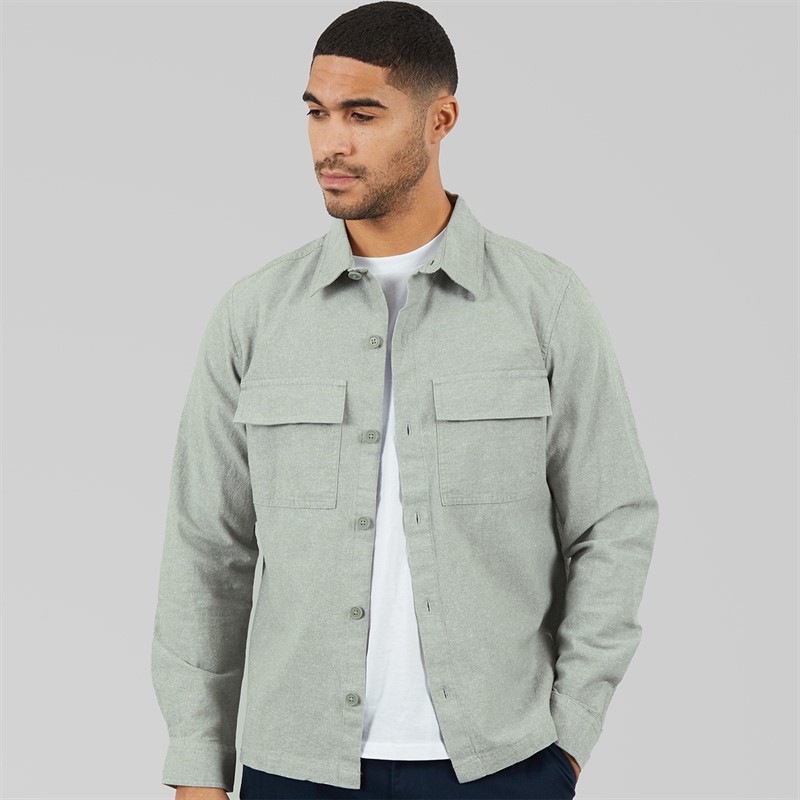 THREADBARE Mens Mini Long Sleeve Shacket Sage