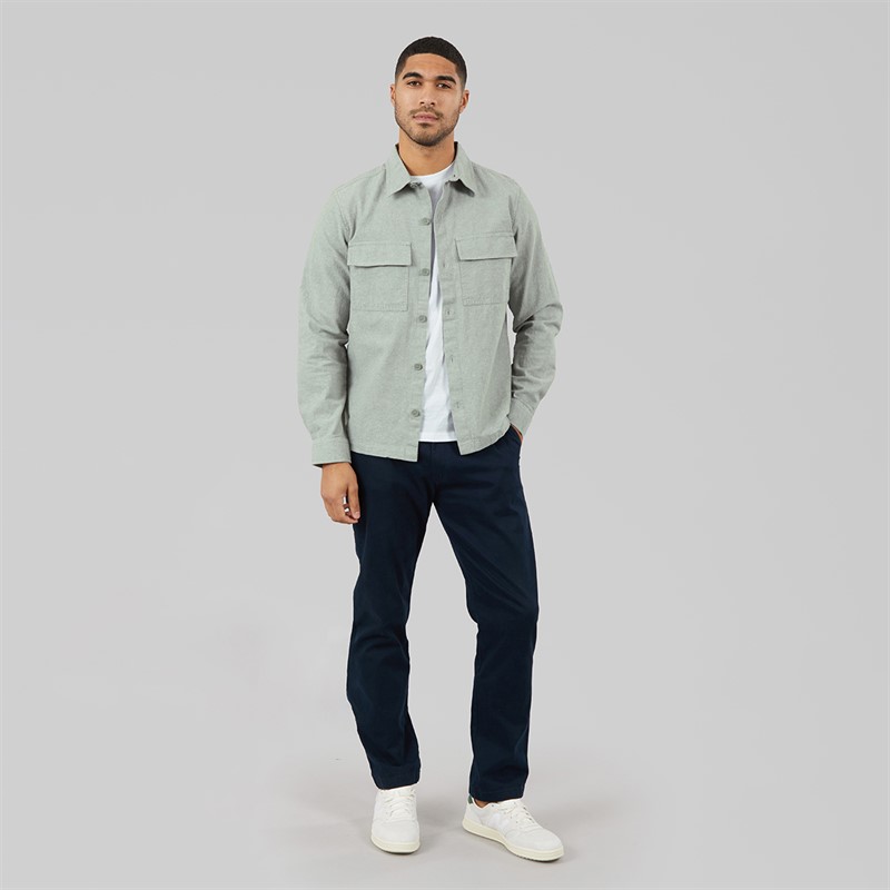 THREADBARE Mens Mini Long Sleeve Shacket Sage