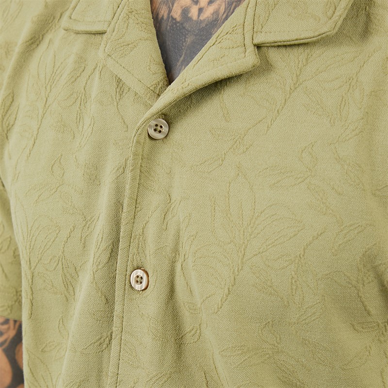 THREADBARE Mens Darvl Short Sleeve Shirt Sage
