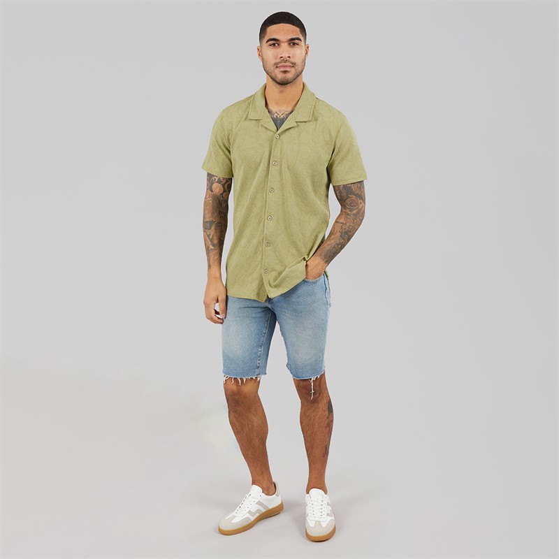 THREADBARE Mens Darvl Short Sleeve Shirt Sage