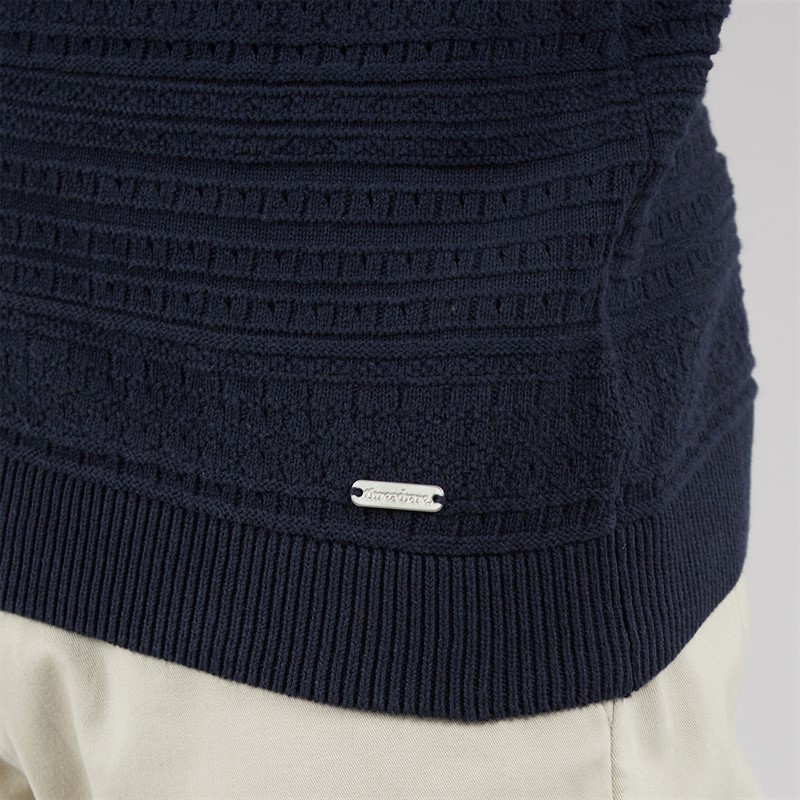 THREADBARE Mens Crown Knitted Shirt Navy
