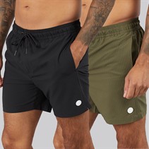 THREADBARE Mens Roly Two Pack Swim Shorts Black/Khaki