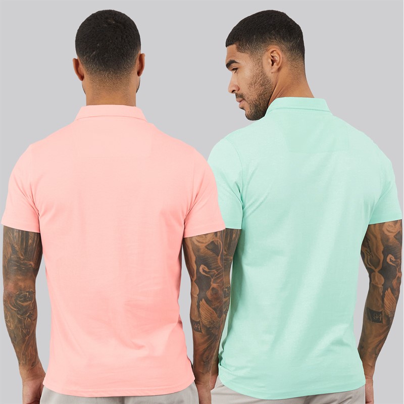 THREADBARE Mens Two Pack Becon Polo Shirts Multi