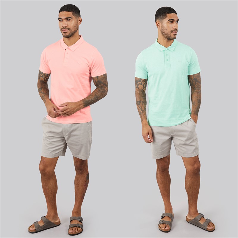 THREADBARE Mens Two Pack Becon Polo Shirts Multi