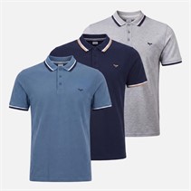 THREADBARE Mens Dorrin Three Pack Polo Shirts Multi