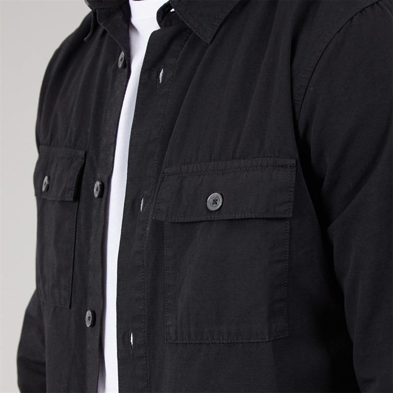 THREADBARE Mens Mini Shacket Black