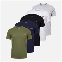 THREADBARE Mens Five Pack Jon T-Shirts Multi