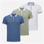 THREADBARE Mens Three Pack Ember Polo Shirts Multi