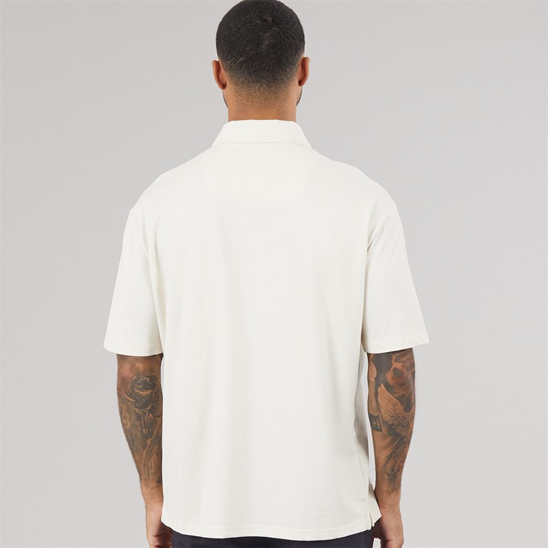 THREADBARE Mens Cayl Oversized Polo Shirt Ecru